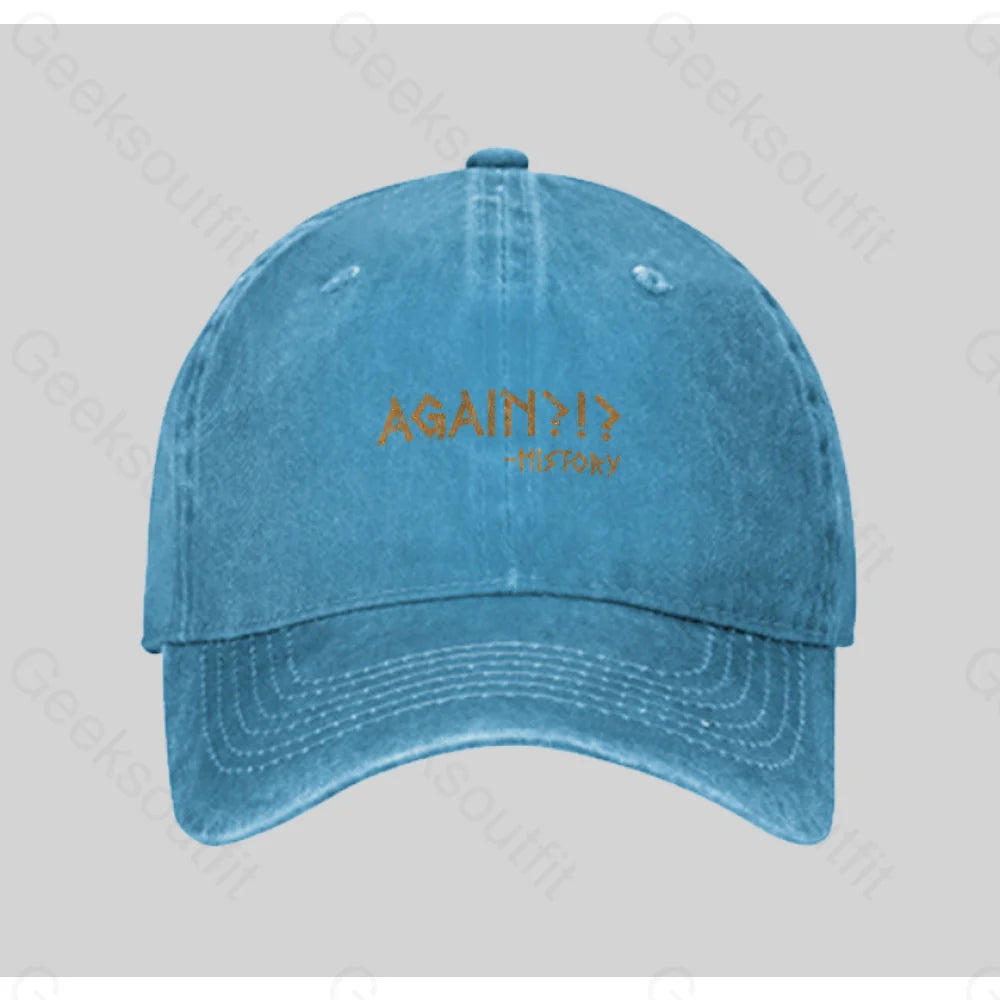 Again!?! Histroy Washed Vintage Baseball Cap Blue