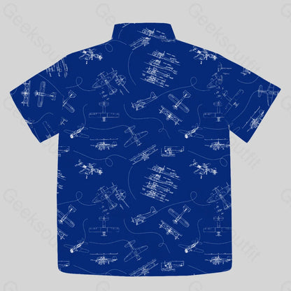 Aircraft Blueprint Button Up Pocket Shirt