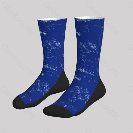 Aircraft Blueprint Men’s Socks Sks076