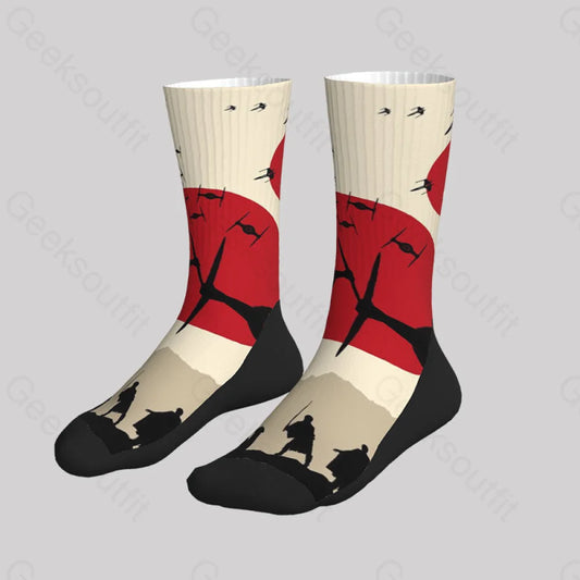 Airplane Silhouette Japanese Style Men’s Socks Sks095