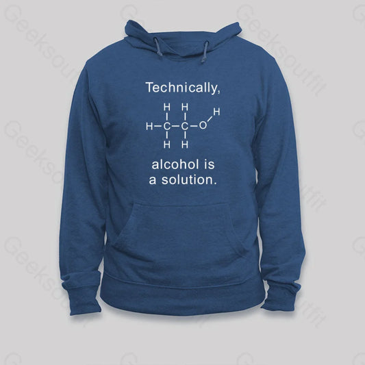 Alcohol Is A Solution Hoodie Dark Blue / S