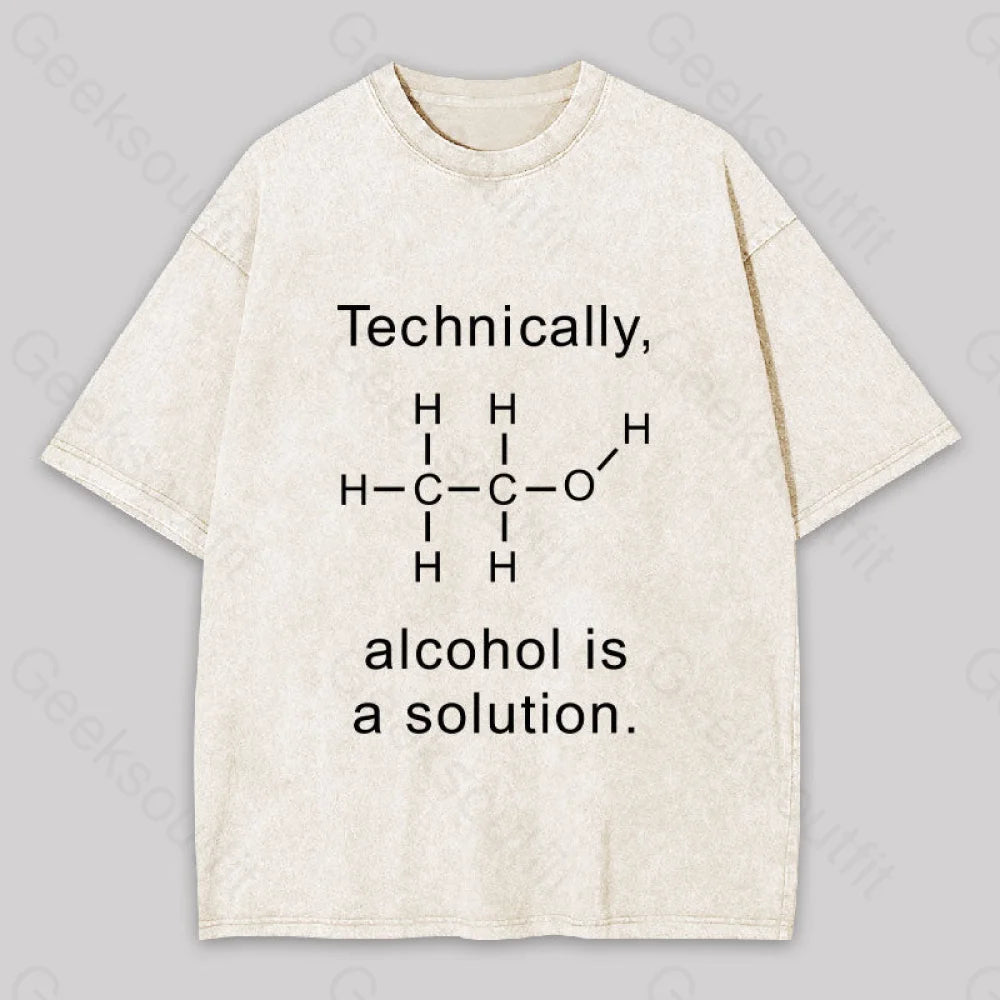 Alcohol Is A Solution Washed T-Shirt Apricot / S