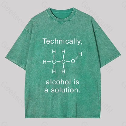 Alcohol Is A Solution Washed T-Shirt Grass Green / S