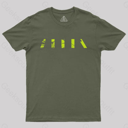 Alien Green Pattern Geek T-Shirt Army / S Yc