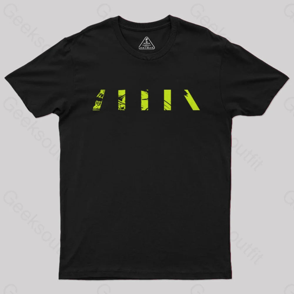 Alien Green Pattern Geek T-Shirt Black / S Yc