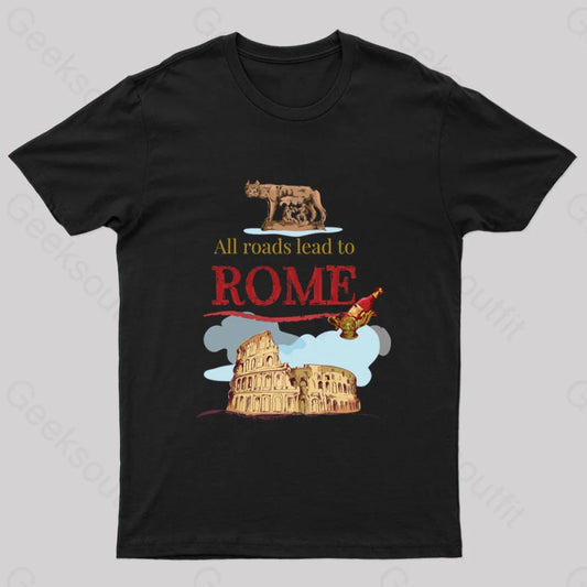 All Roads Lead To Rome Nerd T-Shirt Black / S