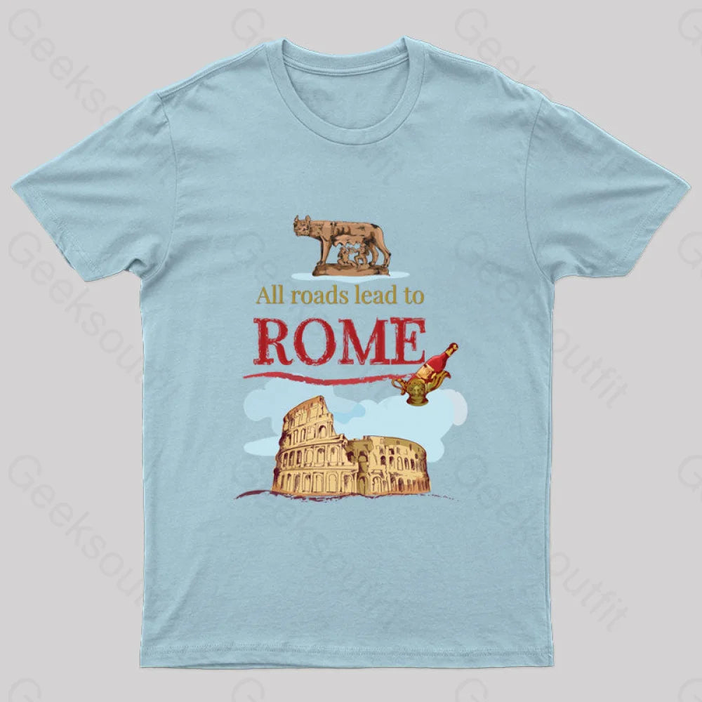 All Roads Lead To Rome Nerd T-Shirt Light Blue / S