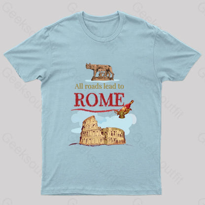 All Roads Lead To Rome Nerd T-Shirt Light Blue / S