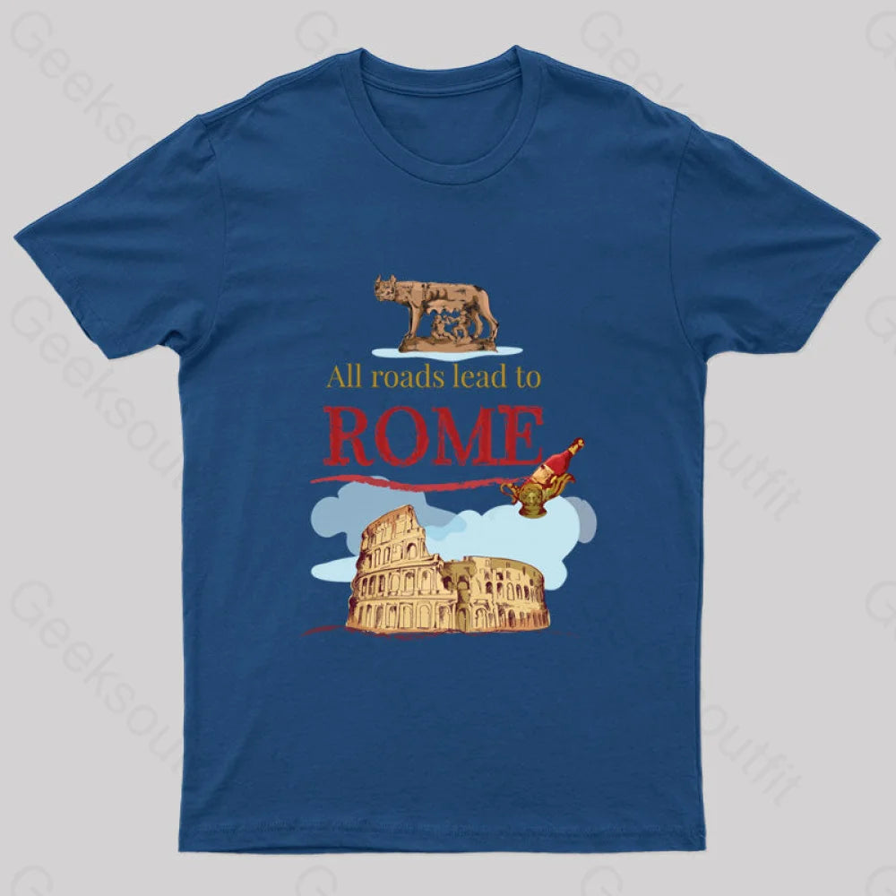 All Roads Lead To Rome Nerd T-Shirt Navy / S