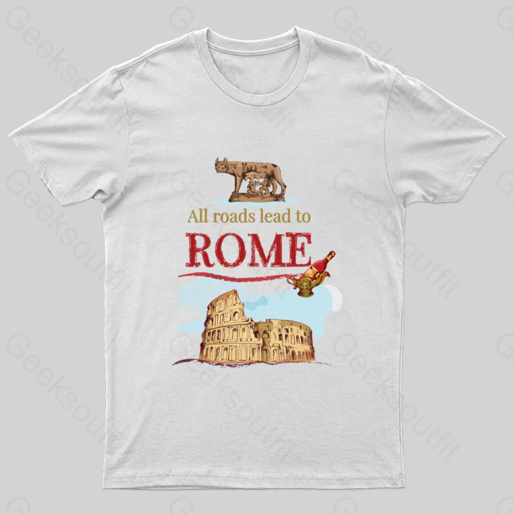 All Roads Lead To Rome Nerd T-Shirt White / S