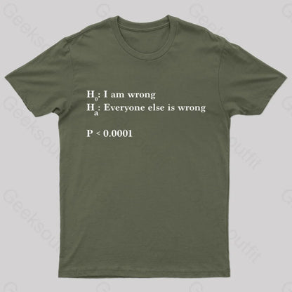 Alternative Hypothesis Is True Nerd T-Shirt Army Green / S