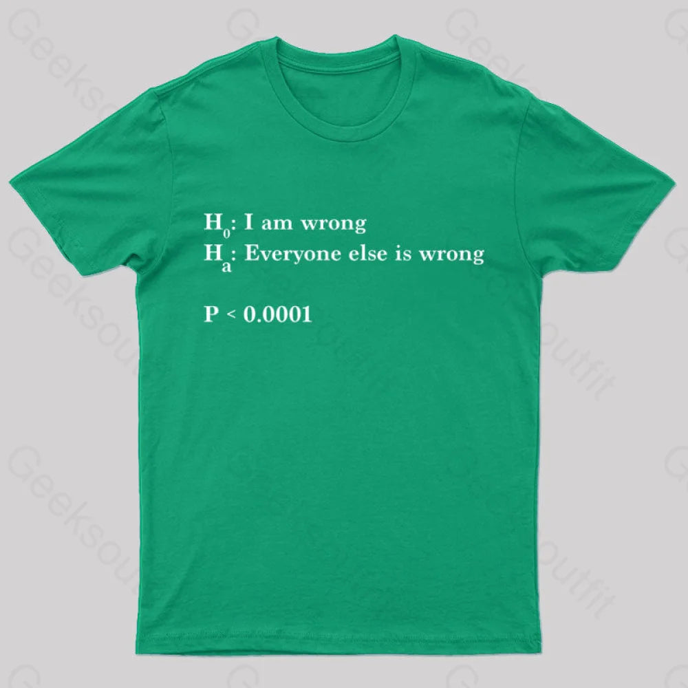 Alternative Hypothesis Is True Nerd T-Shirt Green / S