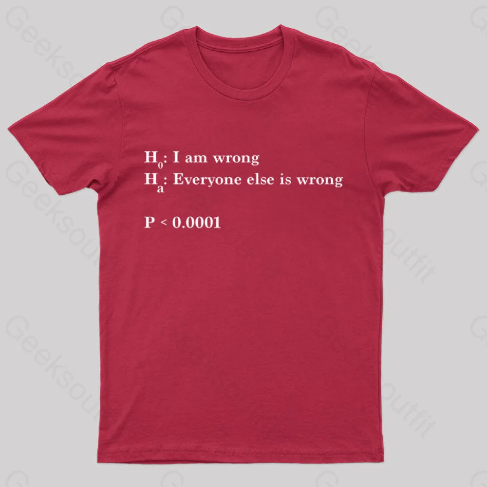 Alternative Hypothesis Is True Nerd T-Shirt Red / S