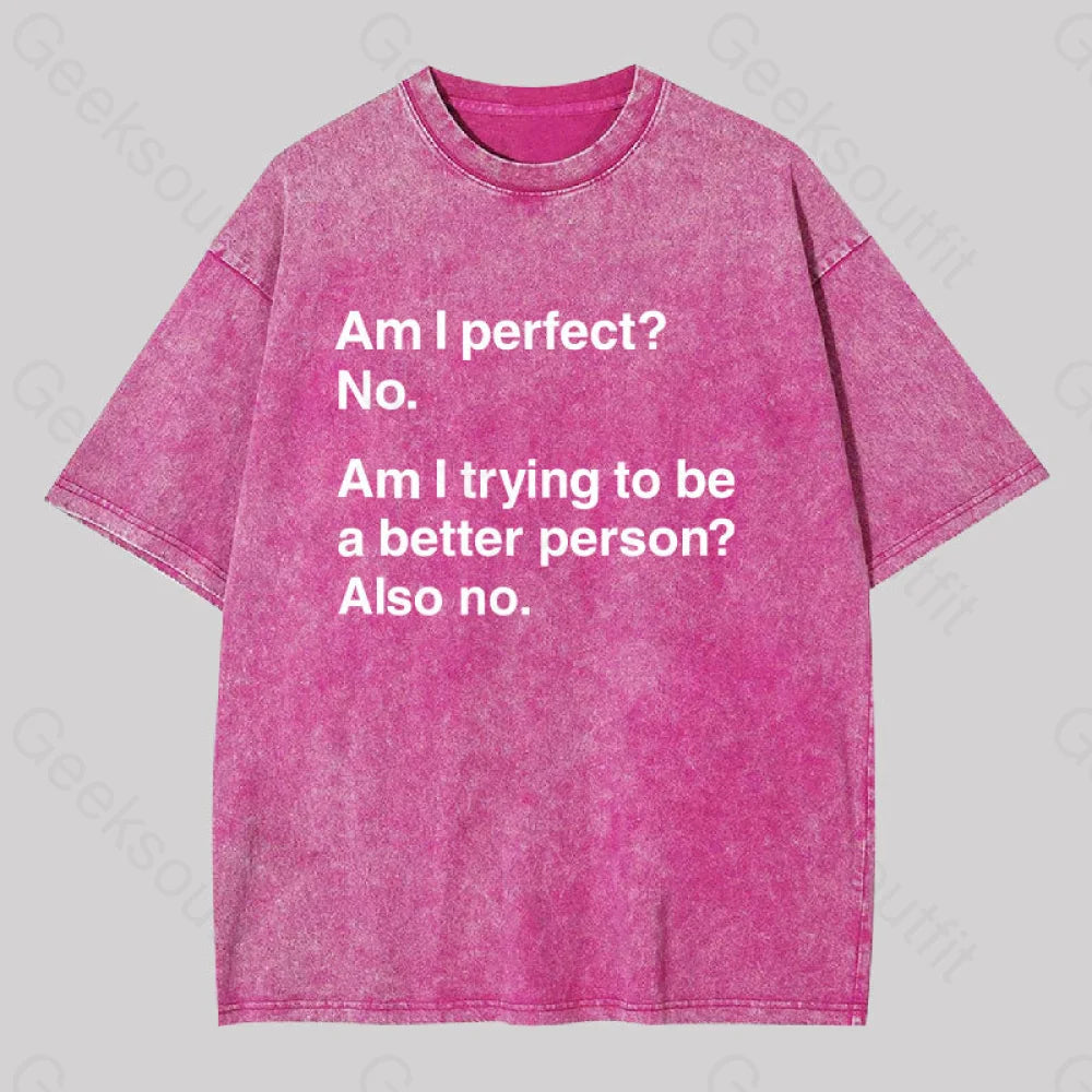 Am I Perfect No Washed T-Shirt Rose Red / S