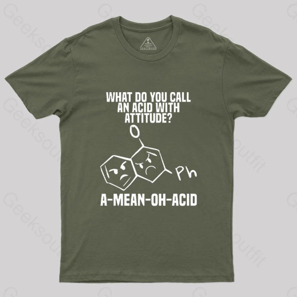 Amino Acid Humor Science T-Shirt Army Green / S