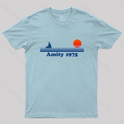 Amity 1975 Jaws Nerd T-Shirt Light Blue / S