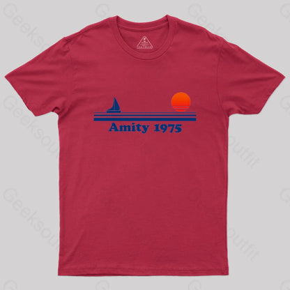 Amity 1975 Jaws Nerd T-Shirt Red / S