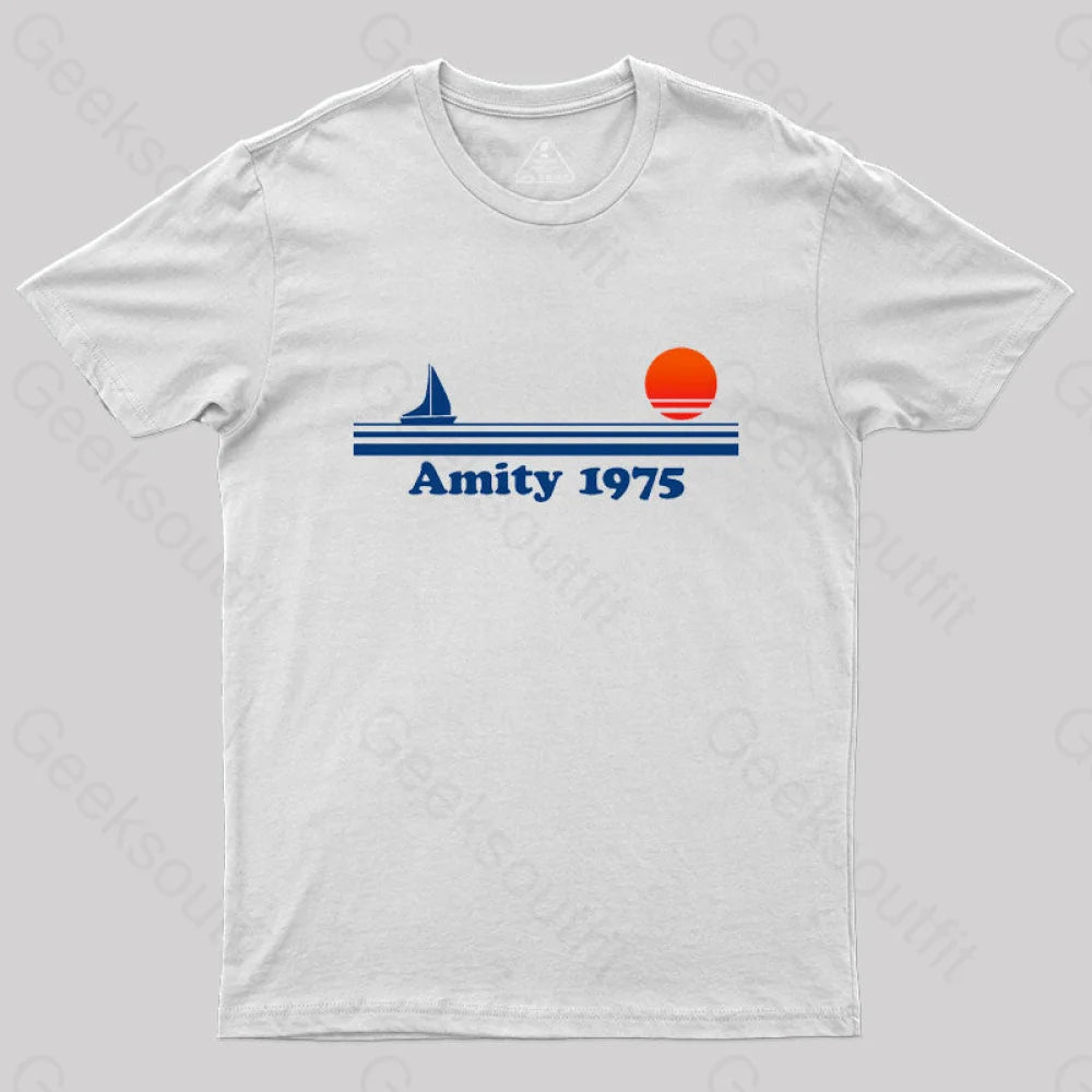 Amity 1975 Jaws Nerd T-Shirt White / S