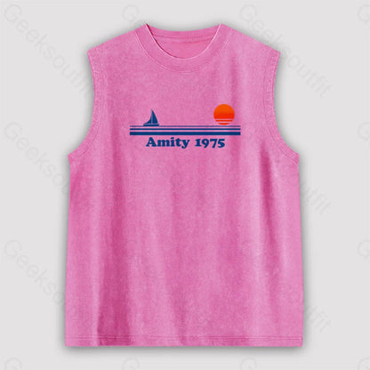 Amity 1975 Jaws Unisex Washed Tank Pink / S