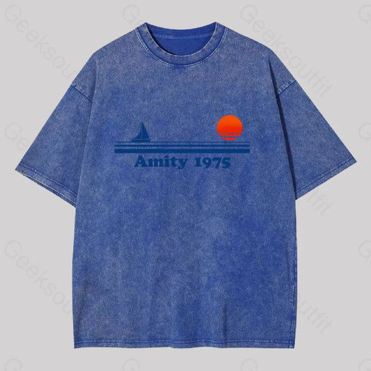 Amity 1975 Jaws Washed T-Shirt Blue / S