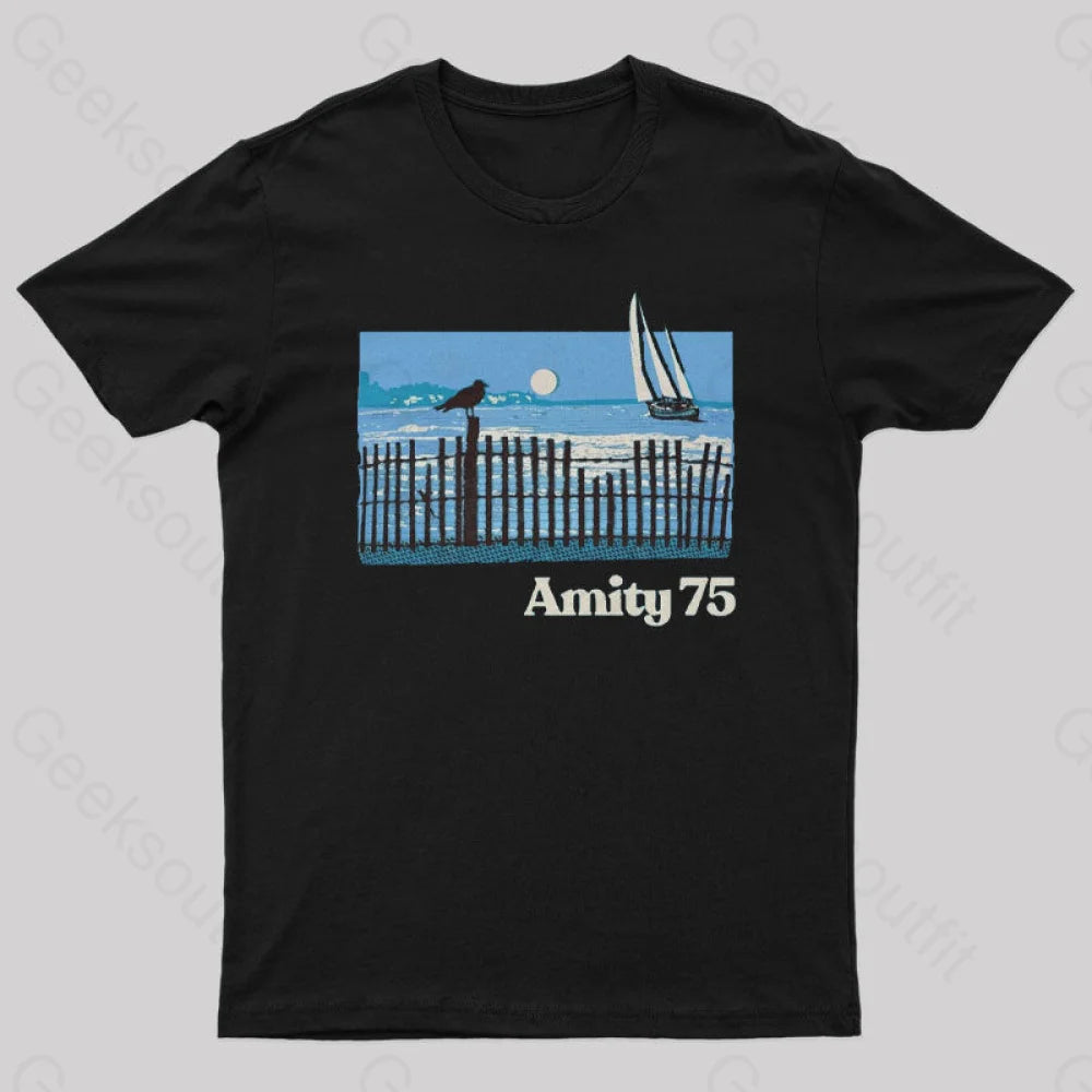 Amity 1975 The Summer Of Jaws Geek T-Shirt Black / S