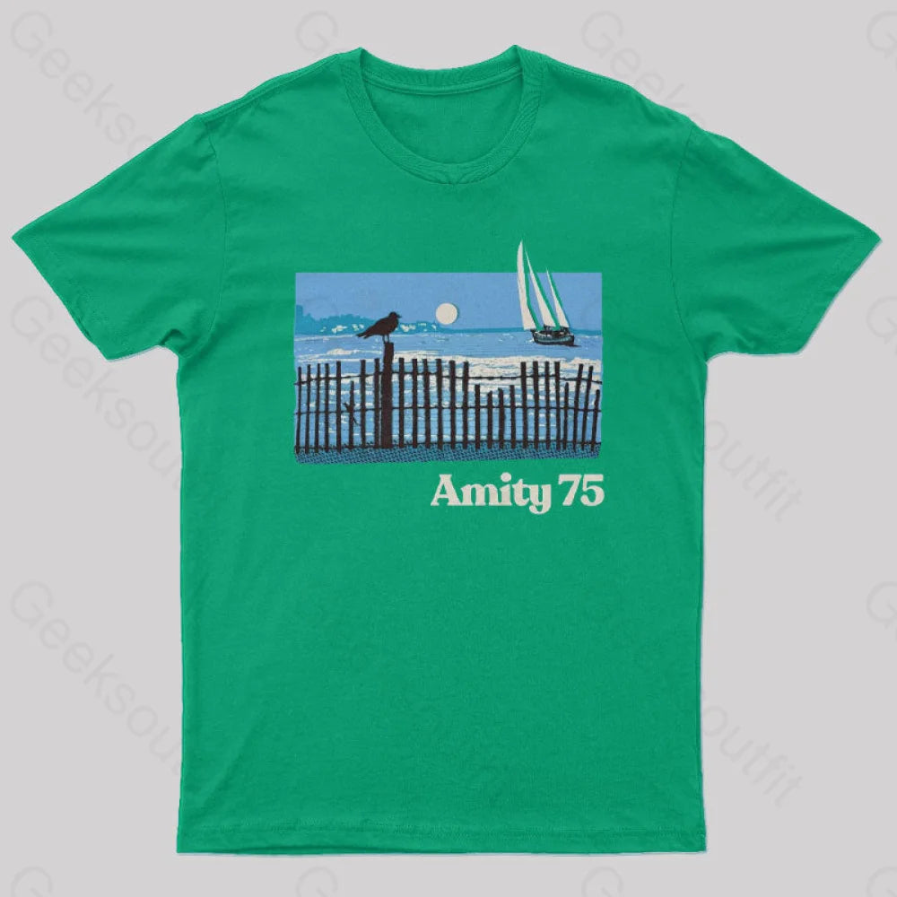 Amity 1975 The Summer Of Jaws Geek T-Shirt Green / S