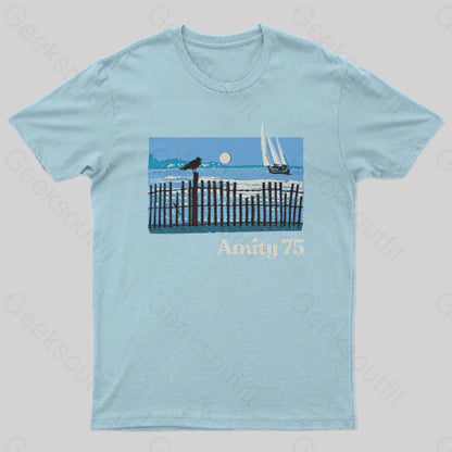 Amity 1975 The Summer Of Jaws Geek T-Shirt Light Blue / S