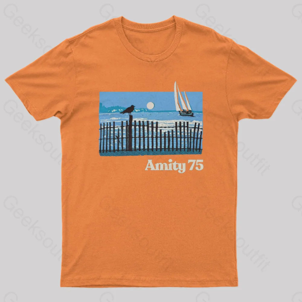 Amity 1975 The Summer Of Jaws Geek T-Shirt Orange / S