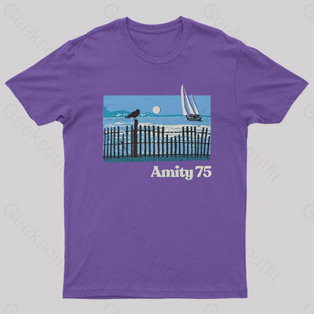 Amity 1975 The Summer Of Jaws Geek T-Shirt Purple / S