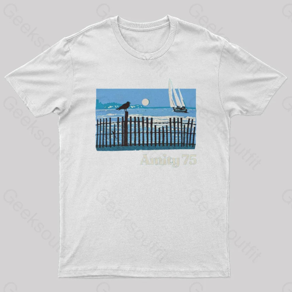 Amity 1975 The Summer Of Jaws Geek T-Shirt White / S