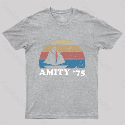 Amity Beach ’75 The Summer Of Jaws Geek T-Shirt Grey / S