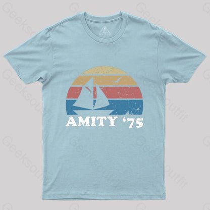 Amity Beach ’75 The Summer Of Jaws Geek T-Shirt Light Blue / S