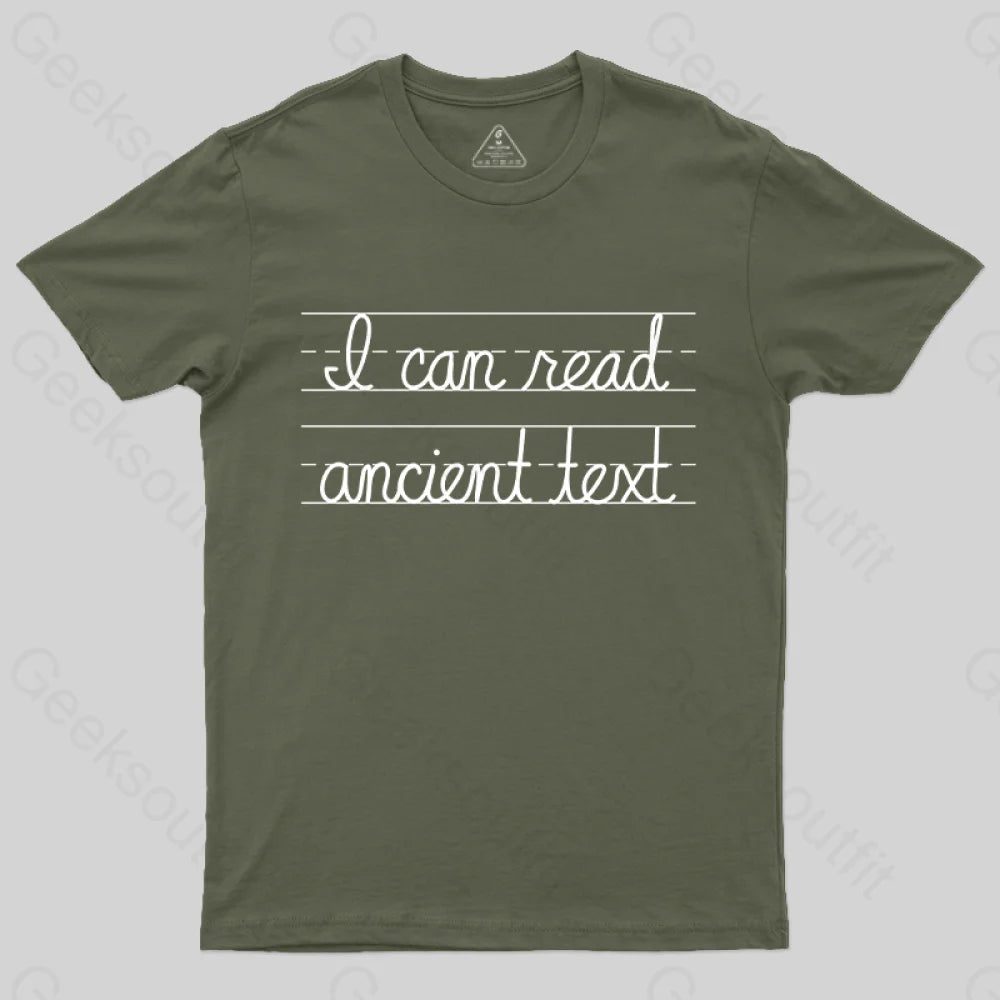 Ancient Text T-Shirt Army Green / S