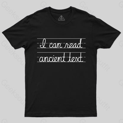 Ancient Text T-Shirt Black / S