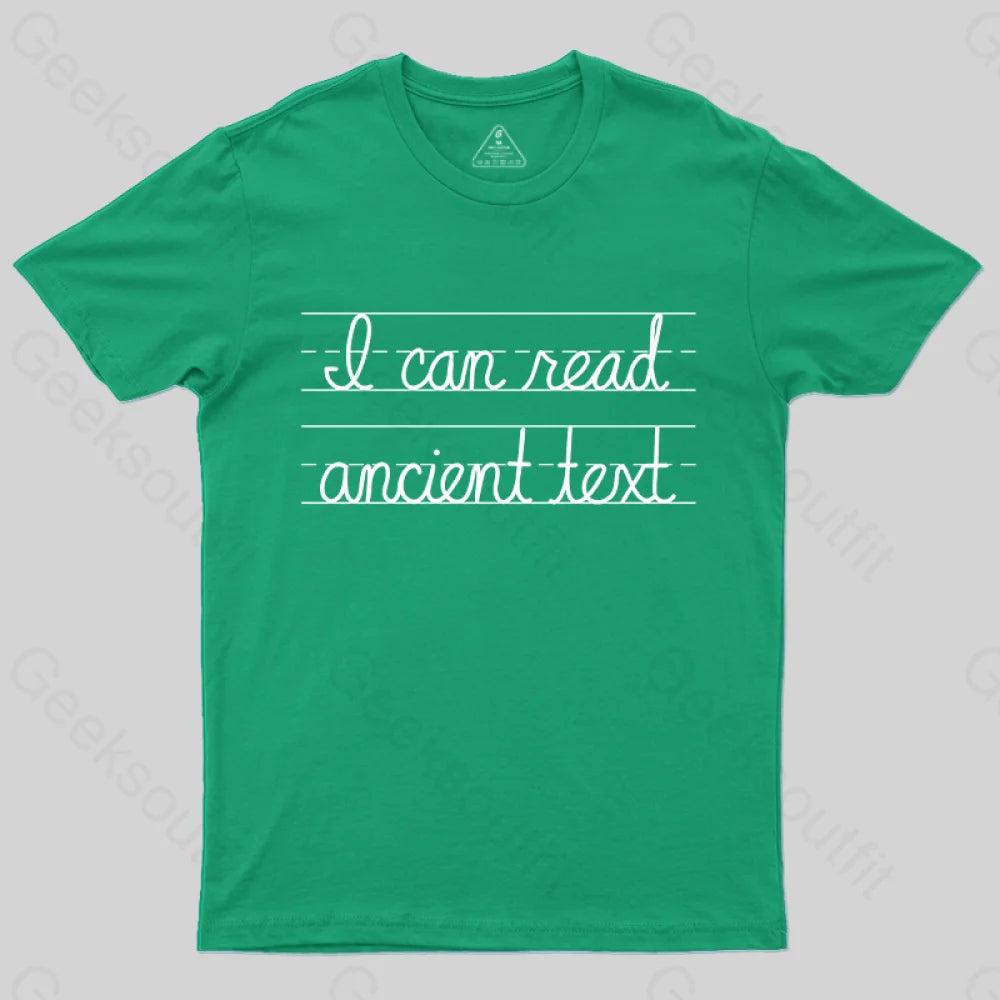 Ancient Text T-Shirt Green / S