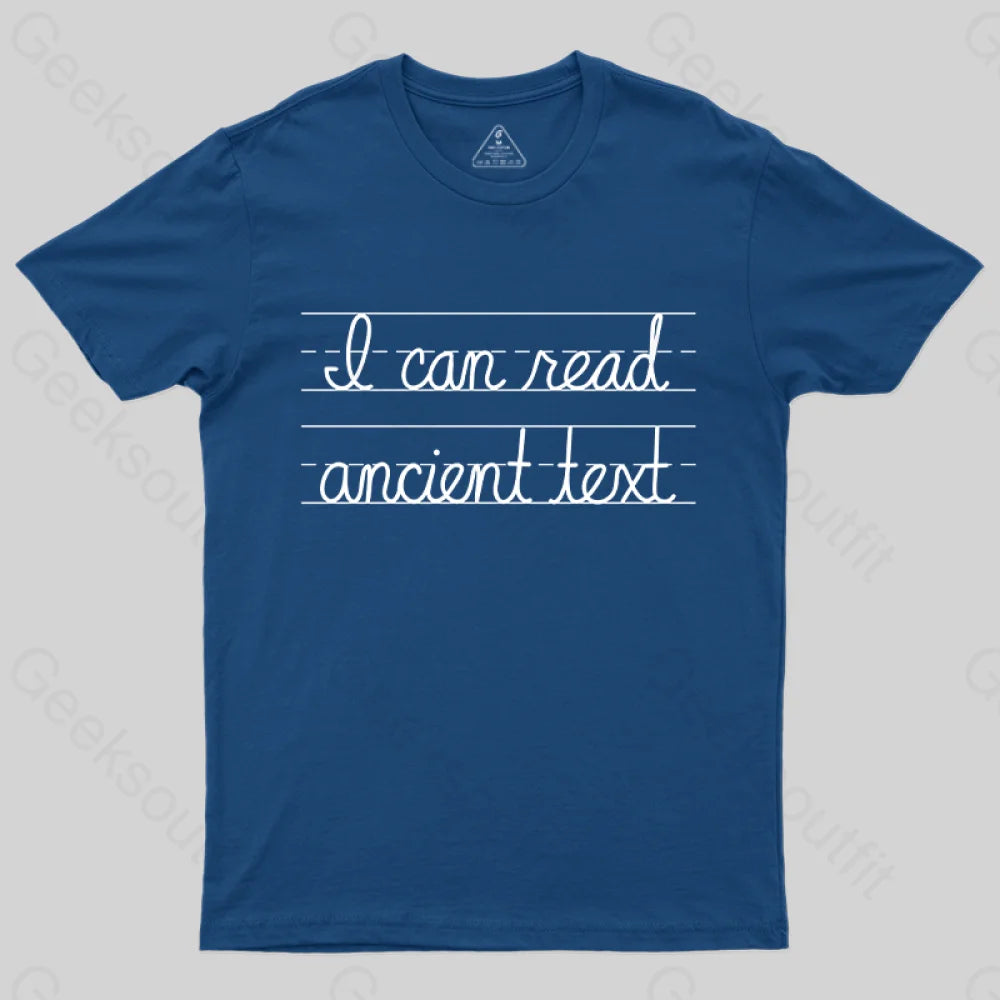 Ancient Text T-Shirt Navy / S