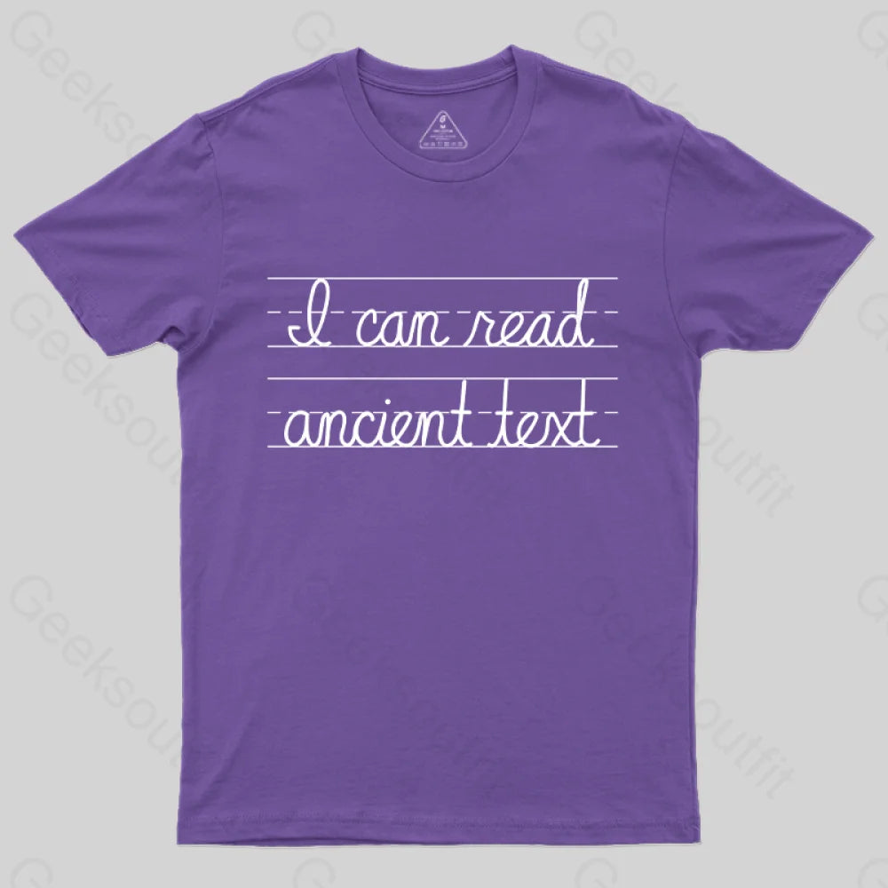 Ancient Text T-Shirt Purple / S