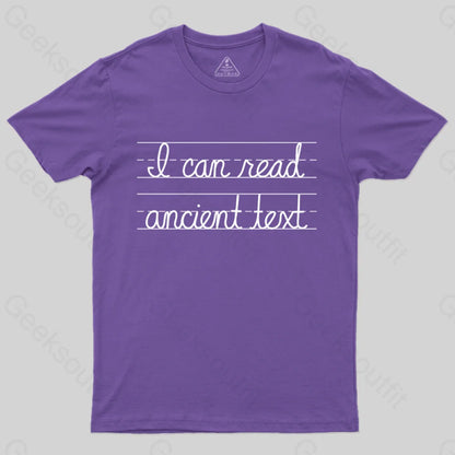 Ancient Text T-Shirt Purple / S