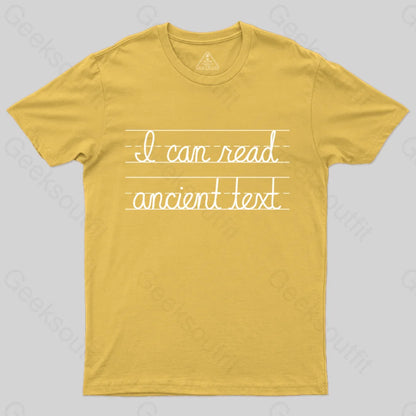 Ancient Text T-Shirt Yellow / S