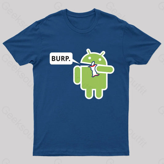 Android Eating Apple Nerd T-Shirt Navy / S