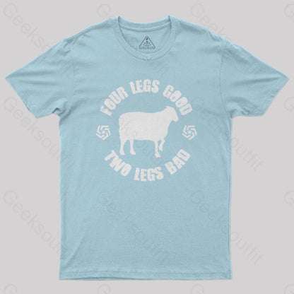 Animal Farm Four Legs Good Two Bad Nerd T-Shirt Light Blue / S