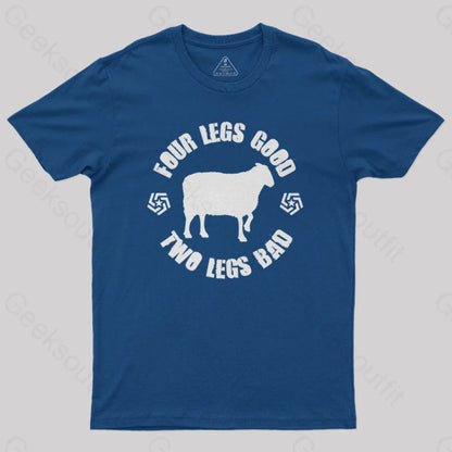 Animal Farm Four Legs Good Two Bad Nerd T-Shirt Navy / S