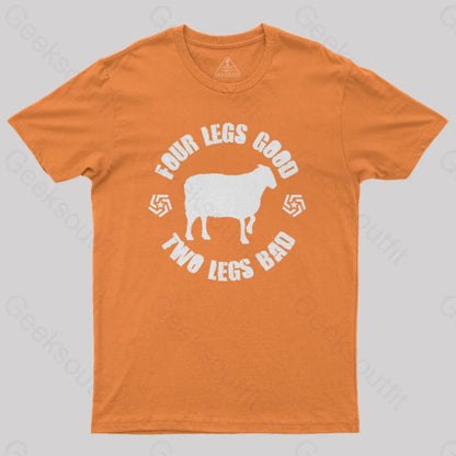 Animal Farm Four Legs Good Two Bad Nerd T-Shirt Orange / S