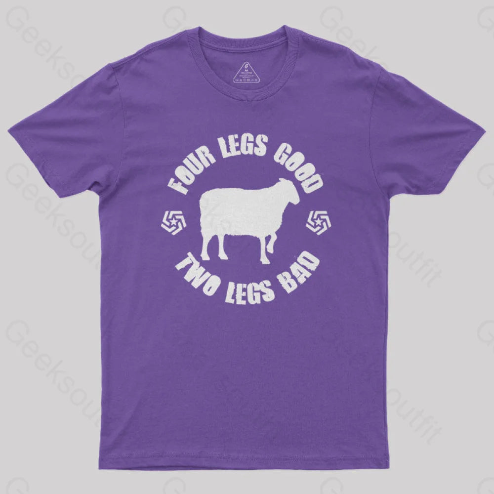 Animal Farm Four Legs Good Two Bad Nerd T-Shirt Purple / S