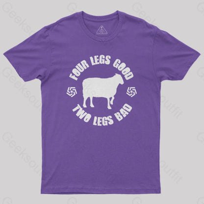 Animal Farm Four Legs Good Two Bad Nerd T-Shirt Purple / S