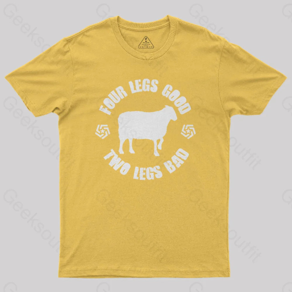 Animal Farm Four Legs Good Two Bad Nerd T-Shirt Yellow / S