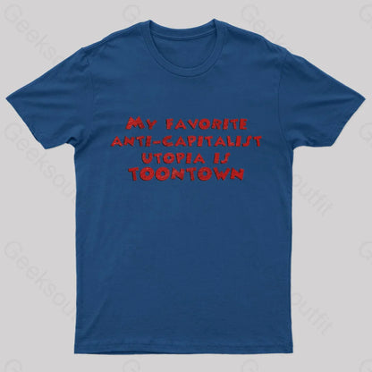 Anti Capitalist Utopia Toontown Nerd T-Shirt Navy / S