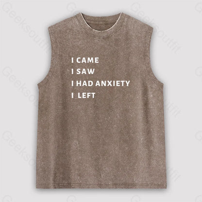 Anxiety Unisex Washed Tank Brown / S