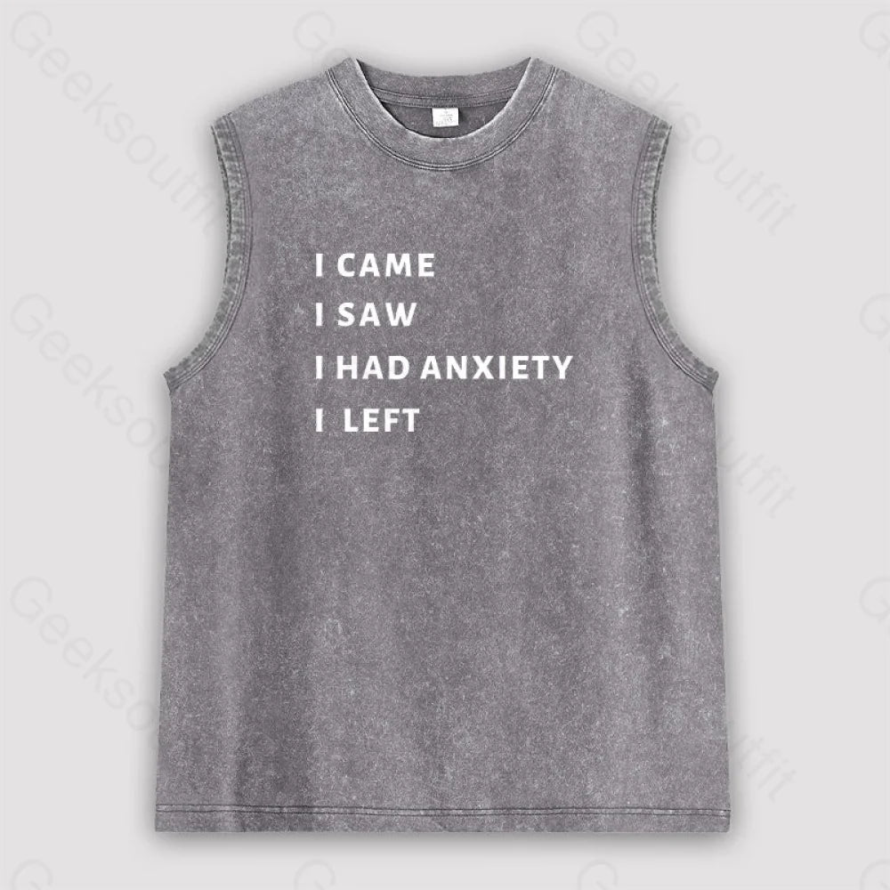 Anxiety Unisex Washed Tank Grey / S