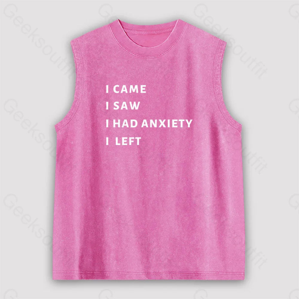 Anxiety Unisex Washed Tank Pink / S